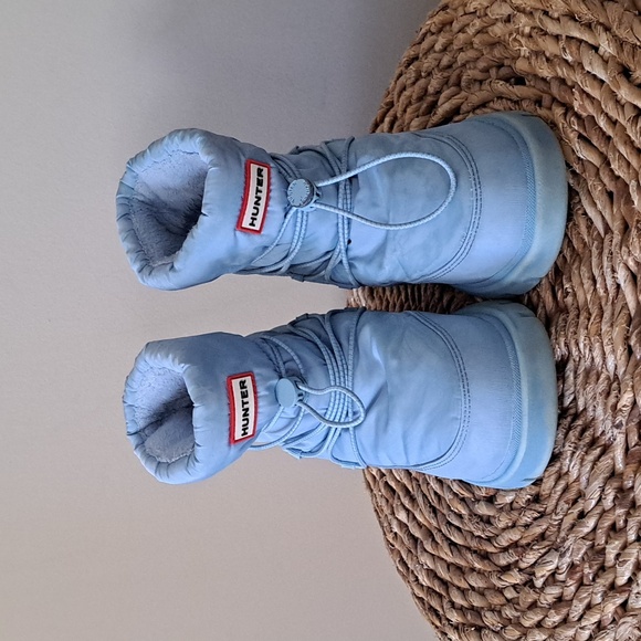 Hunter Unisex Youth Cozy Light Blue Nylon Winter/Snow Ankle Boots G3/B2 - Picture 3 of 10